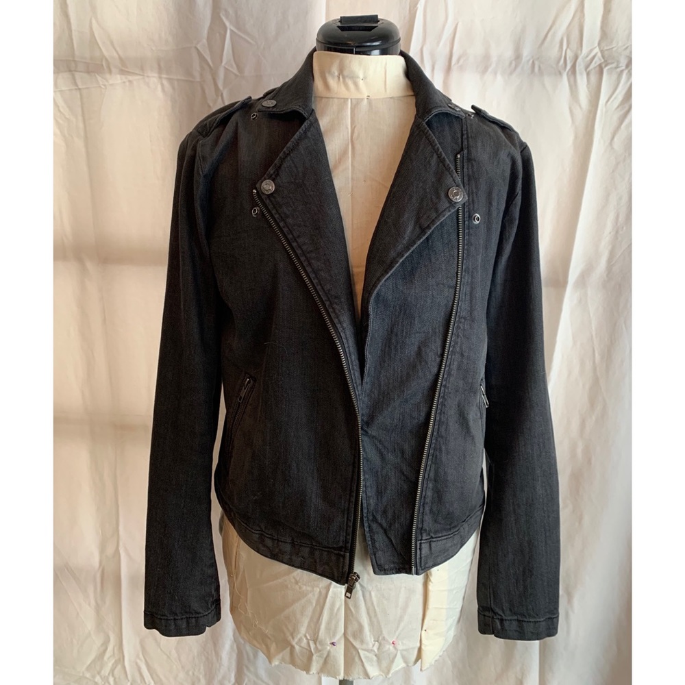 GAP black denim jean jacket- Moto style